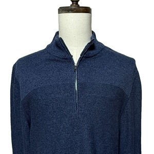 Flag & Anthem Sweater Men Large Blue Mixed Stitch Charmaine 1/4 Zip Pullover NWT